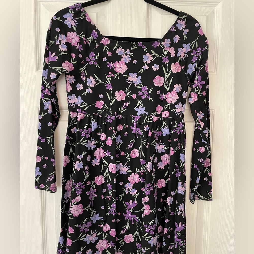Floral Black and Purple girl Dress